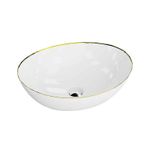 Casa si Gradina - Sanitare - Lavoar baie si accesorii - Lavoare si piedestale - Lavoar pe blat Spectrum, Finta Gold Line, oval, alb-auriu - Infinity.ro