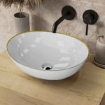 Casa si Gradina - Sanitare - Lavoar baie si accesorii - Lavoare si piedestale - Lavoar pe blat Spectrum, Finta Gold Line, oval, alb-auriu - Infinity.ro
