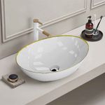 Casa si Gradina - Sanitare - Lavoar baie si accesorii - Lavoare si piedestale - Lavoar pe blat Spectrum, Finta Gold Line, oval, alb-auriu - Infinity.ro