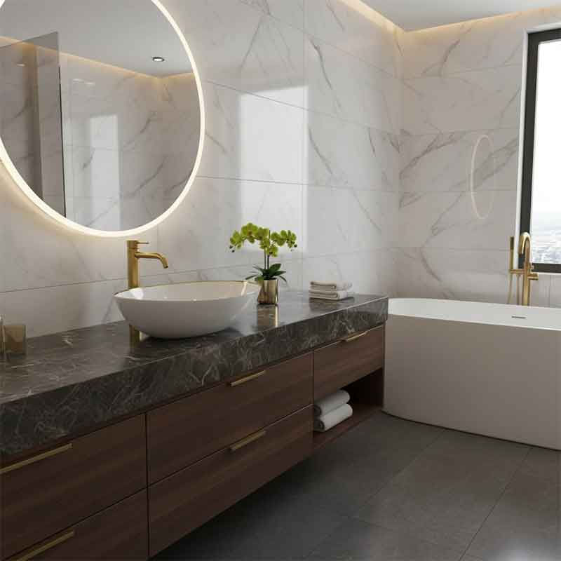 Casa si Gradina - Sanitare - Lavoar baie si accesorii - Lavoare si piedestale - Lavoar pe blat Spectrum, Finta Gold Line, oval, alb-auriu - Infinity.ro