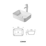 Casa si Gradina - Sanitare - Lavoar baie si accesorii - Lavoare si piedestale - Lavoar pe blat, Fluminia, Corner, dreptunghiular, 50 x 37 cm, alb - Infinity.ro