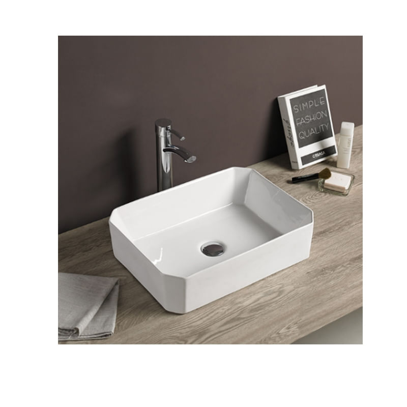 Casa si Gradina - Sanitare - Lavoar baie si accesorii - Lavoare si piedestale - Lavoar pe blat, Fluminia, Corner, dreptunghiular, 50 x 37 cm, alb - Infinity.ro