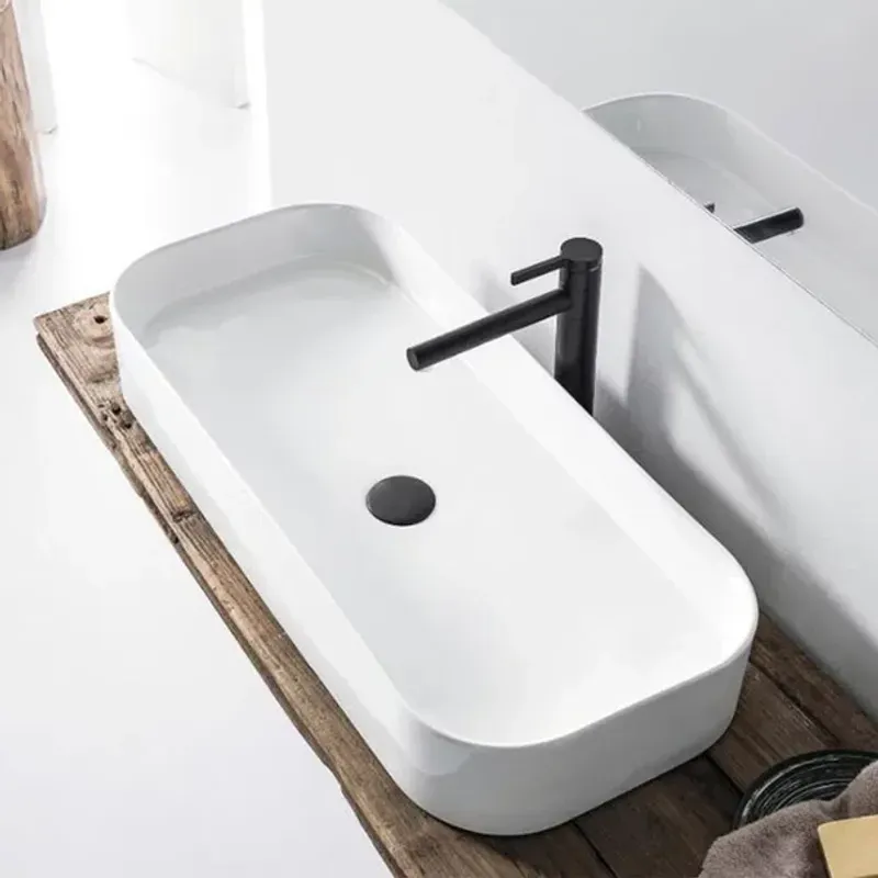 Casa si Gradina - Sanitare - Lavoar baie si accesorii - Lavoare si piedestale - Lavoar pe blat Fluminia Capri alb 85 cm - Infinity.ro