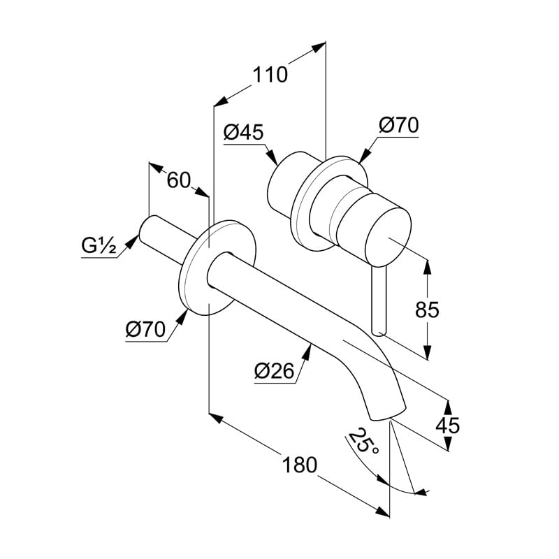 Casa si Gradina - Sanitare - Lavoar baie si accesorii - Baterii sanitare - Baterie pentru lavoar, Kludi, Bozz, cu montaj pe perete, pipa 18 cm, alb mat - Infinity.ro