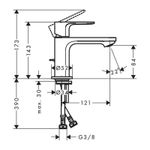 Casa si Gradina - Sanitare - Lavoar baie si accesorii - Baterii sanitare - Baterie lavoar Hansgrohe, Rebris S 80, fara ventil, EcoSmart, CoolStart, negru mat - Infinity.ro