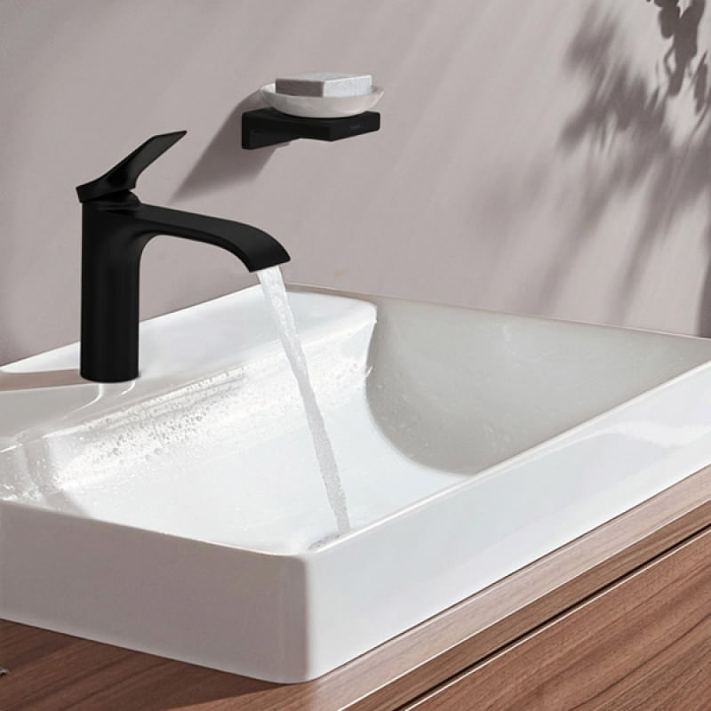 Casa si Gradina - Sanitare - Lavoar baie si accesorii - Baterii sanitare - Baterie lavoar Hansgrohe, Vivenis 110, CoolStart, fara ventil, negru mat - Infinity.ro