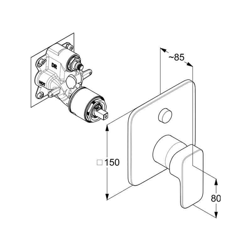 Casa si Gradina - Sanitare - Lavoar baie si accesorii - Baterii sanitare - Baterie cada-dus Kludi, Renon, incastrata, parte vizibila, negru mat - Infinity.ro
