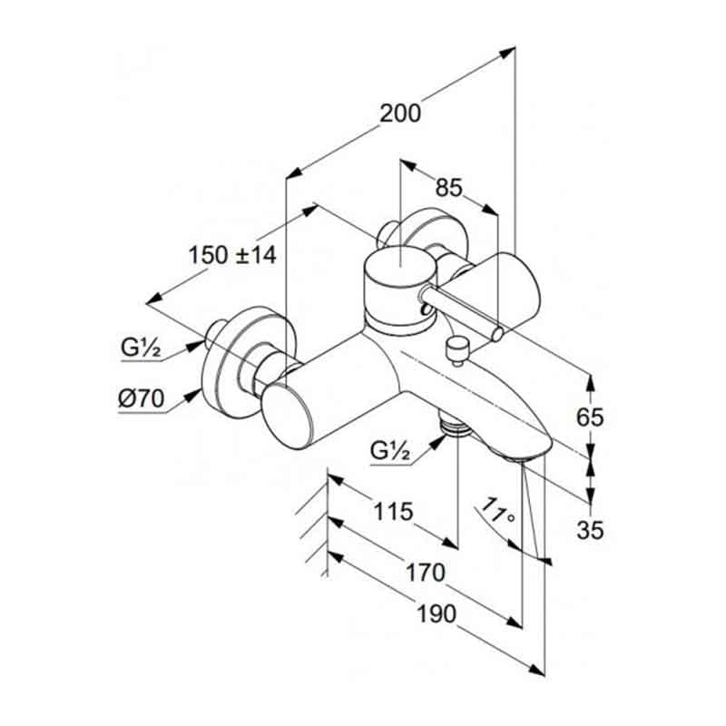Casa si Gradina - Sanitare - Lavoar baie si accesorii - Baterii sanitare - Baterie cada-dus, Kludi, Bozz, auriu periat - Infinity.ro