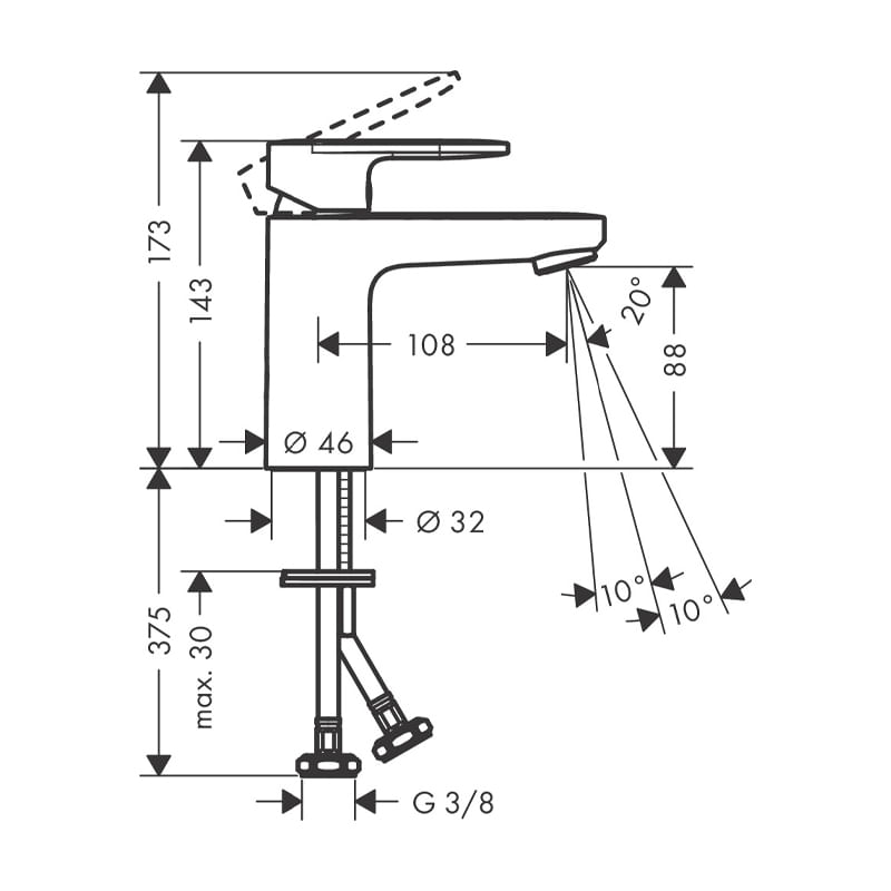 Casa si Gradina - Sanitare - Lavoar baie si accesorii - Baterii sanitare - Baterie lavoar Hansgrohe, Vernis Blend 100, fara ventil, EcoSmart, crom - Infinity.ro