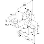 Casa si Gradina - Sanitare - Lavoar baie si accesorii - Baterii sanitare - Baterie cada - dus, Kludi, Bozz, pe perete, negru mat - Infinity.ro