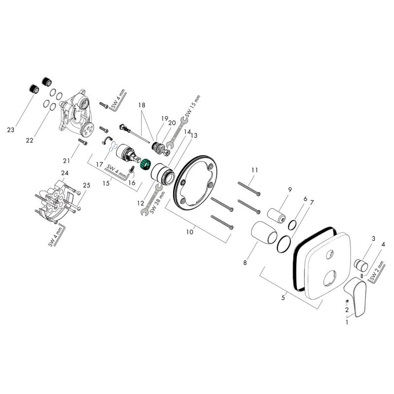 Casa si Gradina - Sanitare - Lavoar baie si accesorii - Baterii sanitare - Baterie cada - dus Hansgrohe, Talis E, incastrata, parte vizibila, auriu lucios - Infinity.ro