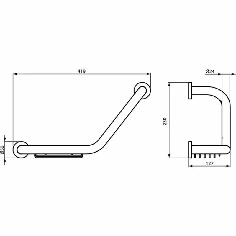 Casa si Gradina - Sanitare - Suporturi si accesorii baie - Accesorii baie - Maner de sustinere cu savoniera crom Ideal Standard IOM 42 cm - Infinity.ro