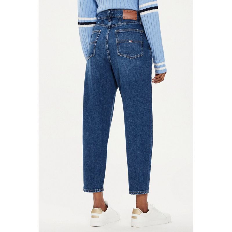 Fashion, accesorii si bijuterii - Femei - Imbracaminte femei - Pantaloni femei - Blugi dama mom-fit cu talie inalta Tommy Jeans DW0DW19244 W28-L30 US Albastru inchis - Infinity.ro