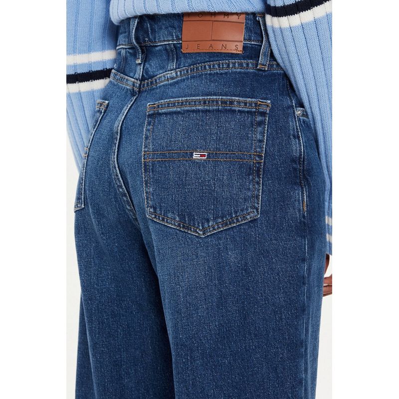 Fashion, accesorii si bijuterii - Femei - Imbracaminte femei - Pantaloni femei - Blugi dama mom-fit cu talie inalta Tommy Jeans DW0DW19244 W28-L30 US Albastru inchis - Infinity.ro