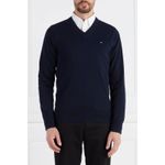 Fashion, accesorii si bijuterii - Barbati - Imbracaminte - Pulovere barbati - Pulover Tommy Hilfiger din amestec de bumbac organic cu decolteu in V XL INTL Negru - Infinity.ro