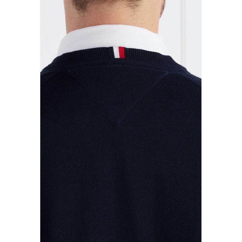 Fashion, accesorii si bijuterii - Barbati - Imbracaminte - Pulovere barbati - Pulover Tommy Hilfiger din amestec de bumbac organic cu decolteu in V XL INTL Negru - Infinity.ro