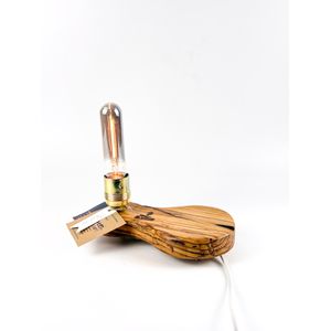 Lampa decorativa din lemn de maslin - handmade - bec Edison inclus