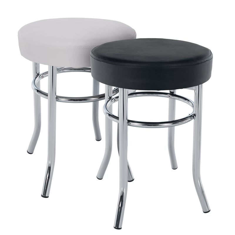 Casa si Gradina - Mobilier - Scaune si fotolii - Tabureti - Taburet, piele ecologica neagra/crom, IRENA - Infinity.ro