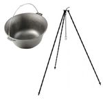 Casa si Gradina - Bucatarie si vesela - Vase pentru gatit - Oale si cratite - Set ceaun fonta cu trepied metalic, 14.5 L, Premium - Infinity.ro
