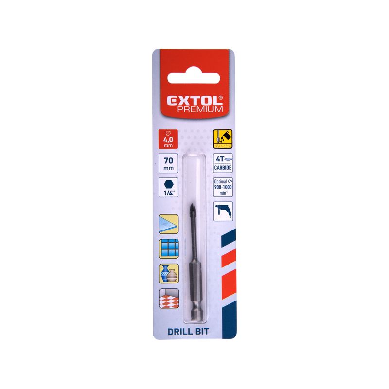 Casa si Gradina - Constructii - Scule electrice si accesorii - Seturi si accesorii pentru gaurit si insurubat - Burghiu pentru sticla si ceramica, EXTOL, 4 mm,  lungime 33 mm, 8801884 - Infinity.ro
