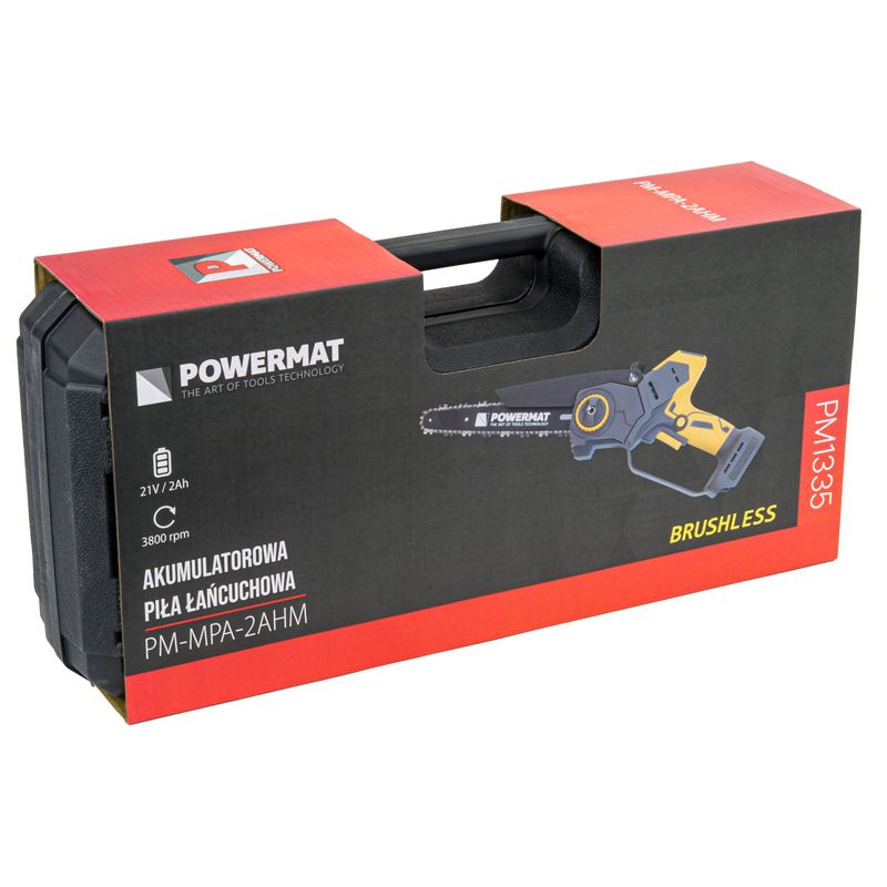Casa si Gradina - Constructii - Scule electrice si accesorii - Fierastraie electrice - Fierastrau electric cu lant Powermat, 21V, 2x2Ah, lama 200mm, PM-MPA-2AHM - Infinity.ro
