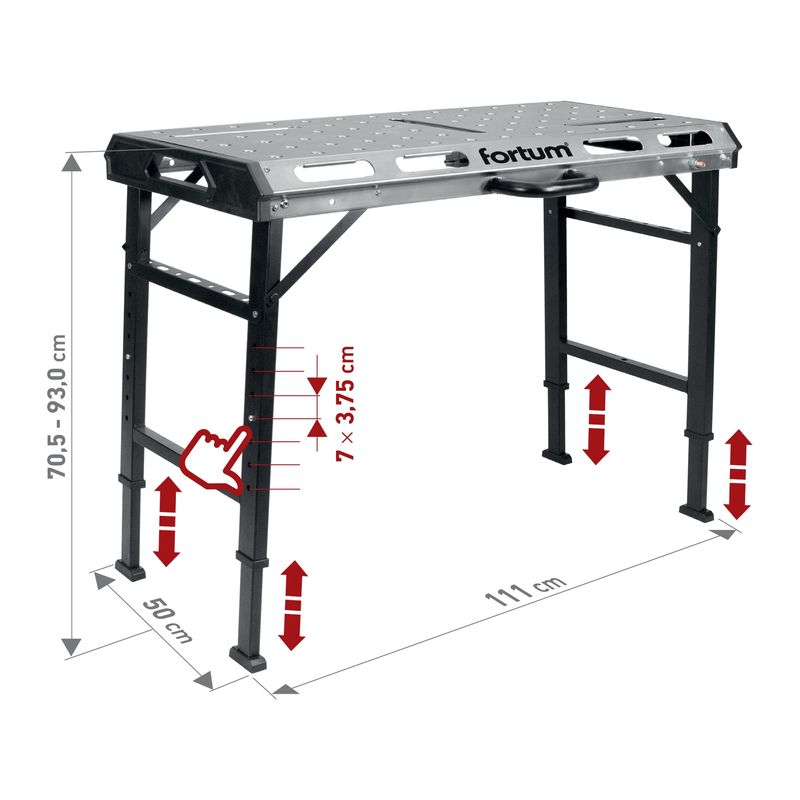 Casa si Gradina - Constructii - Scule de mana si unelte - Mese si bancuri de lucru - Masa Sudura Otel Fortum 4759970 Reglabila 454kg 107x53c, 18kg - Infinity.ro