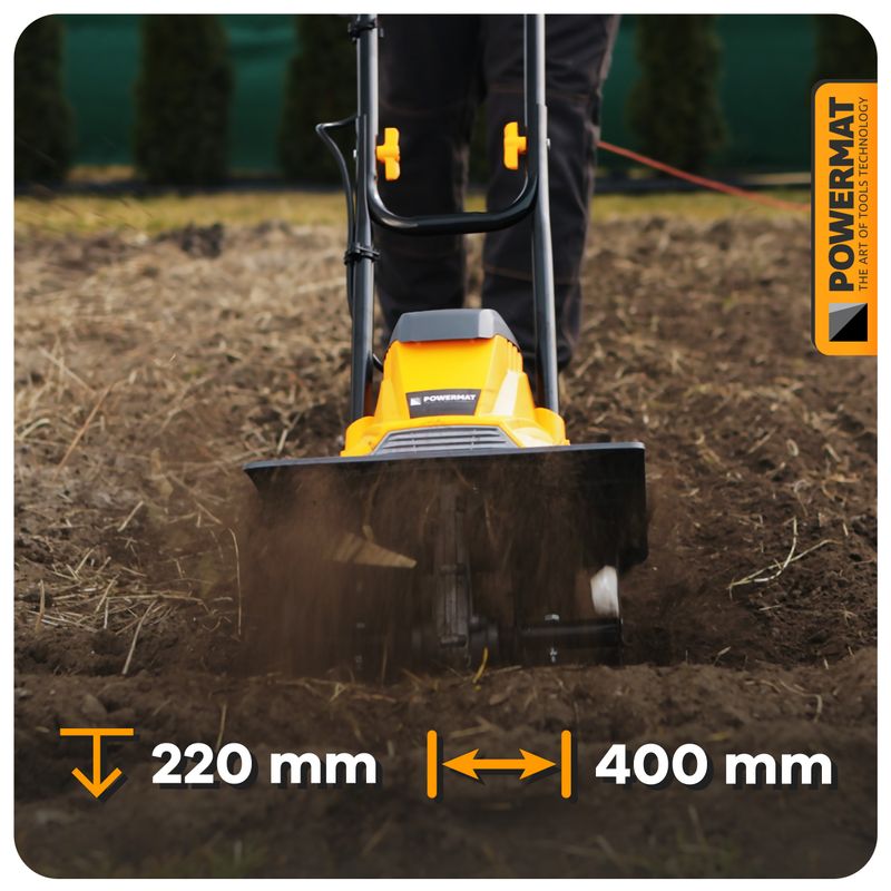 Casa si Gradina - Gradinarit si plante - Utilaje gradina - Motosape si motocultoare - Motocultor electric Powermat PM1387, 1900W, 230V, 400mm, 220mm adancime - Infinity.ro