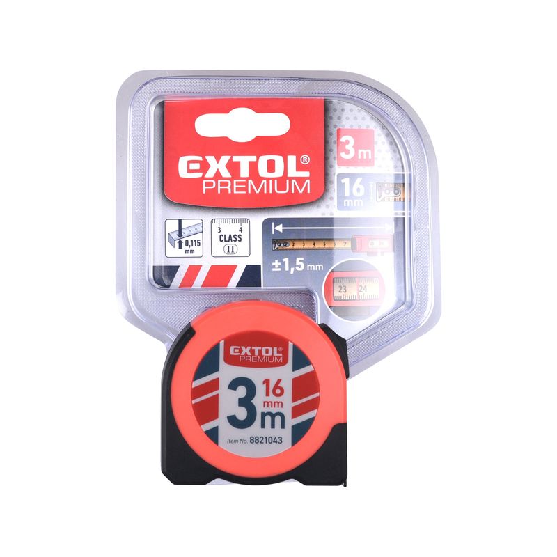 Casa si Gradina - Constructii - Scule electrice si accesorii - Aparate de masura - Ruleta retractabila, EXTOL PREMIUM, 8821043, Precizie clasa a II-a, carcasa ABS/cauciuc - Infinity.ro