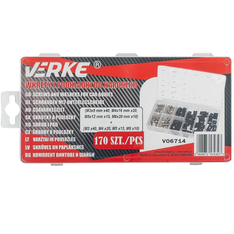Casa si Gradina - Constructii - Scule electrice si accesorii - Seturi si accesorii pentru gaurit si insurubat - Set suruburi si cleme, Verke, V06714, 170  buc - Infinity.ro