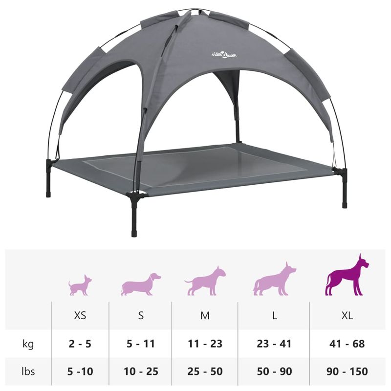 Petshop - Accesorii petshop - Culcusuri si custi - Culcusuri si saltele - Pat de caini cu baldachin, antracit, tesatura Oxford si otel - Infinity.ro