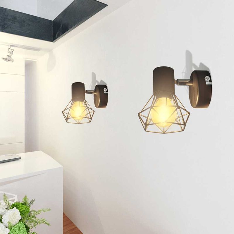 Casa si Gradina - Corpuri si surse de iluminat - Plafoniere, aplice si spoturi - Aplice perete cadru sarma, stil industrial, negru, bec cu filament LED - Infinity.ro