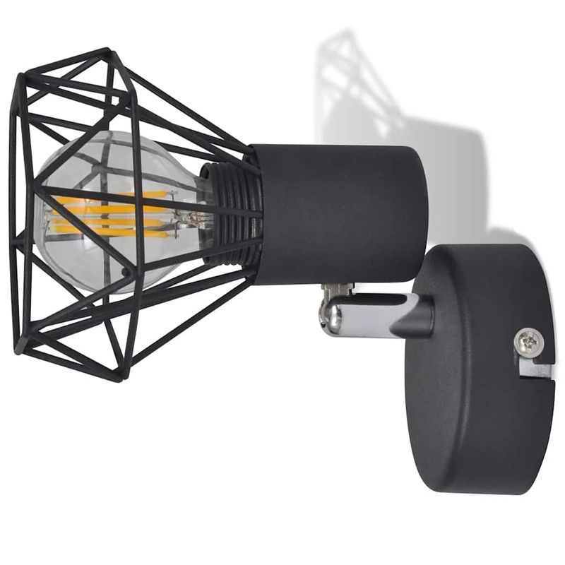 Casa si Gradina - Corpuri si surse de iluminat - Plafoniere, aplice si spoturi - Aplice perete cadru sarma, stil industrial, negru, bec cu filament LED - Infinity.ro