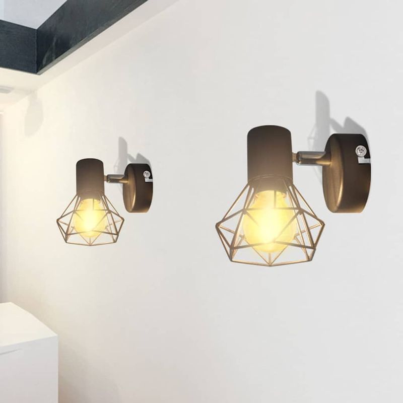 Casa si Gradina - Corpuri si surse de iluminat - Plafoniere, aplice si spoturi - Aplice perete cadru sarma, stil industrial, negru, bec cu filament LED - Infinity.ro