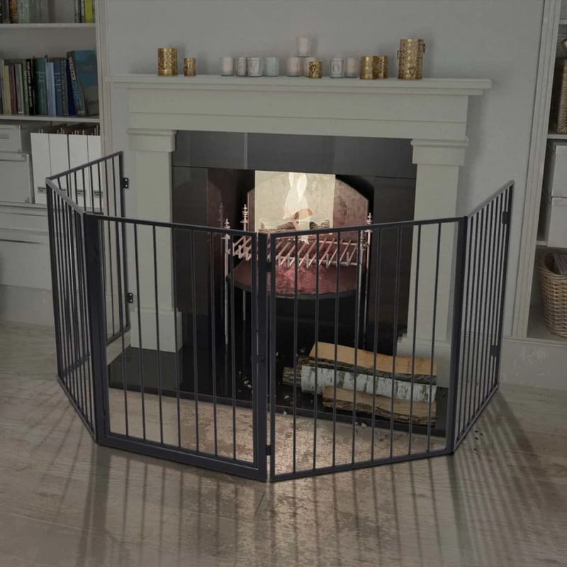 Casa si Gradina - Termice - Sobe, Seminee si accesorii - Accesorii seminee si sobe - Gard de protectie din otel pentru semineu, Negru - Infinity.ro