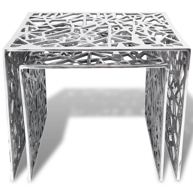 Casa si Gradina - Mobilier - Mese si birouri - Mese living - Set de mese laterale 2 buc. Patrat Aluminiu Argintiu - Infinity.ro