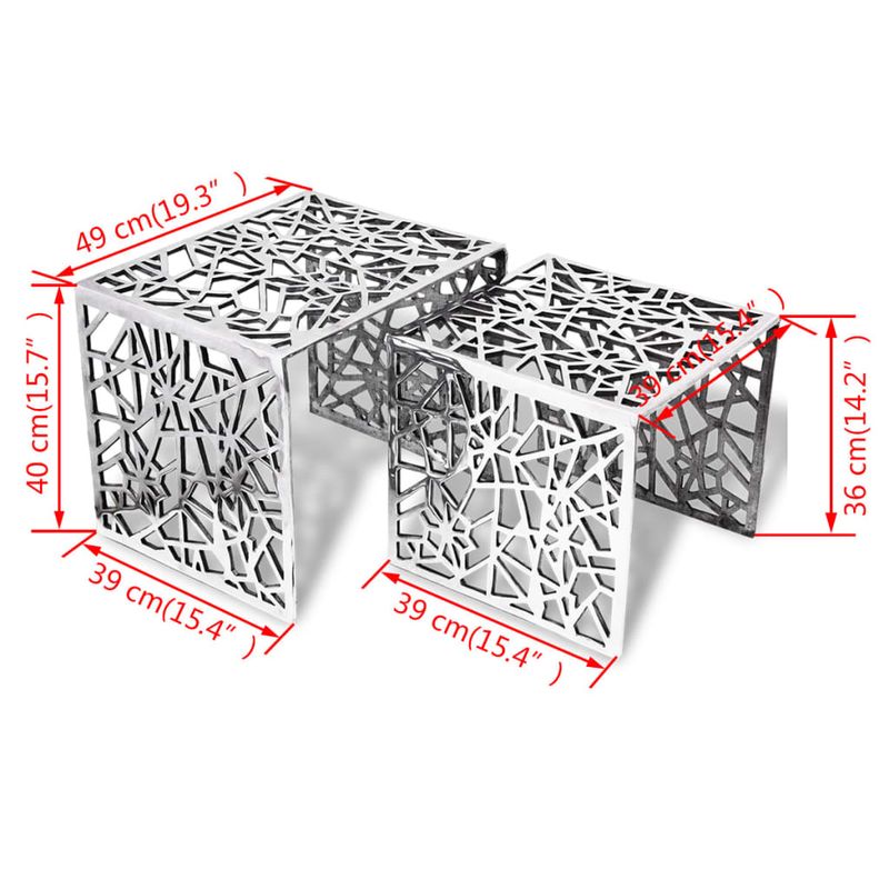 Casa si Gradina - Mobilier - Mese si birouri - Mese living - Set de mese laterale 2 buc. Patrat Aluminiu Argintiu - Infinity.ro