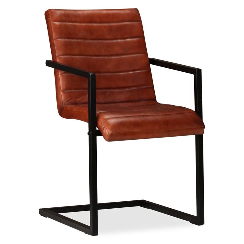 Casa si Gradina - Mobilier - Scaune si fotolii - Scaune - Scaune de bucatarie, 2 buc., maro, piele naturala - Infinity.ro