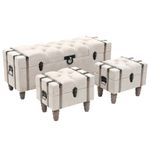 Casa si Gradina - Mobilier - Canapele si coltare - Banchete - Set banca depozitare 3 buc, lemn masiv si otel, 112x37x45 cm - Infinity.ro