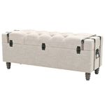 Casa si Gradina - Mobilier - Canapele si coltare - Banchete - Set banca depozitare 3 buc, lemn masiv si otel, 112x37x45 cm - Infinity.ro
