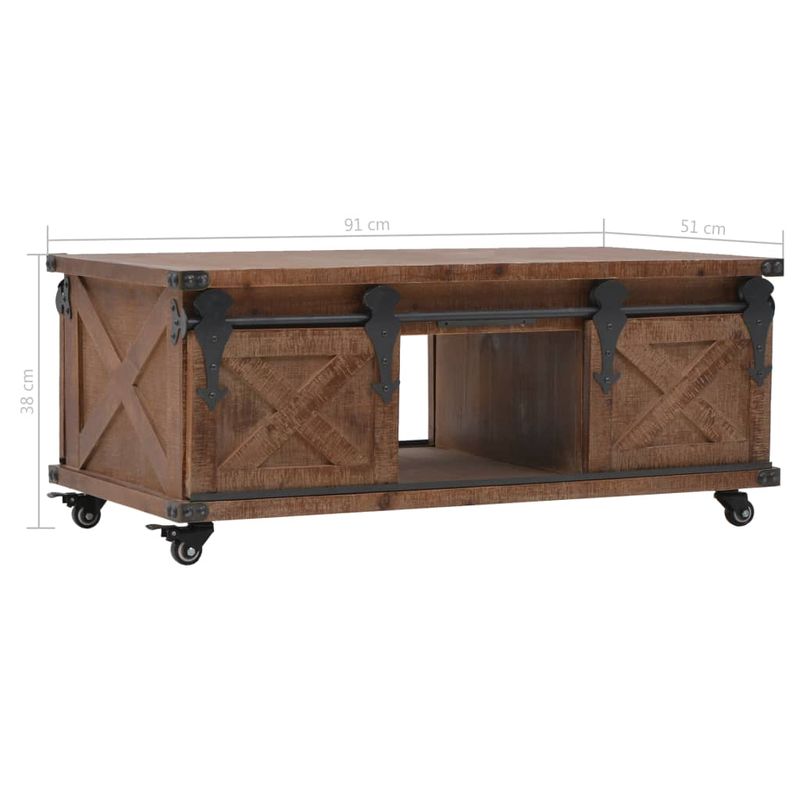 Casa si Gradina - Mobilier - Mese si birouri - Masute de cafea - Masuta de cafea, lemn masiv de brad, 91 x 51 x 38 cm, maro - Infinity.ro