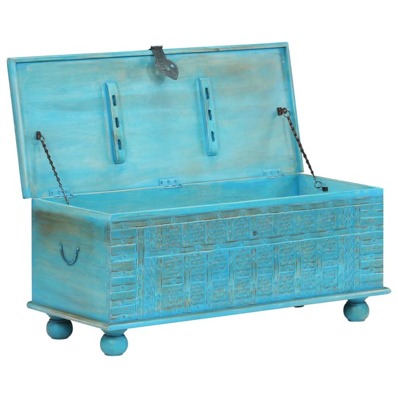 Casa si Gradina - Mobilier - Organizare si depozitare - Cufere si lazi - Cufar de depozitare, lemn masiv de mango, albastru 100x40x41 cm - Infinity.ro