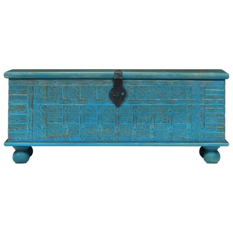 Casa si Gradina - Mobilier - Organizare si depozitare - Cufere si lazi - Cufar de depozitare, lemn masiv de mango, albastru 100x40x41 cm - Infinity.ro