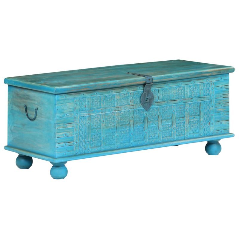 Casa si Gradina - Mobilier - Organizare si depozitare - Cufere si lazi - Cufar de depozitare, lemn masiv de mango, albastru 100x40x41 cm - Infinity.ro