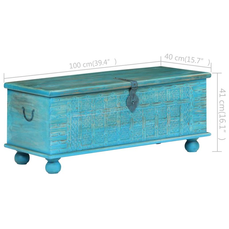 Casa si Gradina - Mobilier - Organizare si depozitare - Cufere si lazi - Cufar de depozitare, lemn masiv de mango, albastru 100x40x41 cm - Infinity.ro