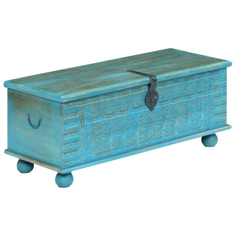 Casa si Gradina - Mobilier - Organizare si depozitare - Cufere si lazi - Cufar de depozitare, lemn masiv de mango, albastru 100x40x41 cm - Infinity.ro