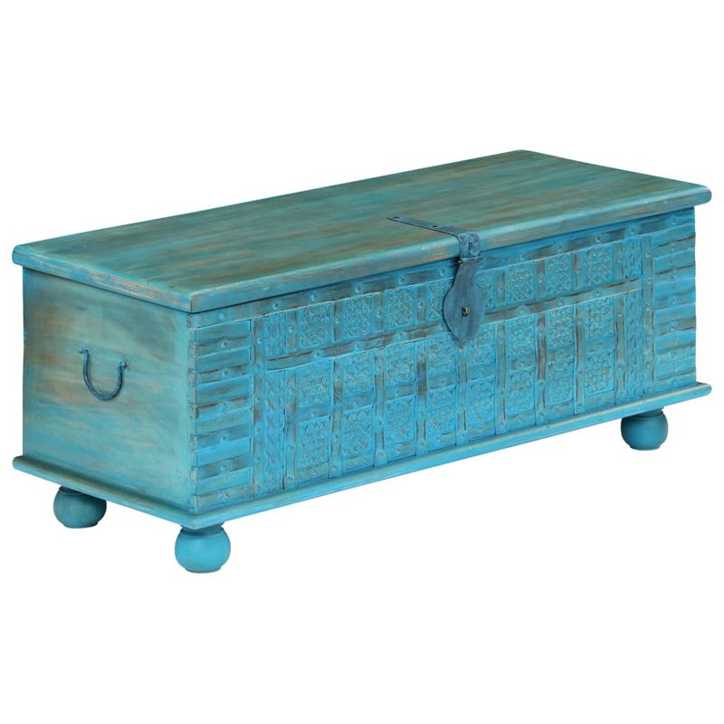 Casa si Gradina - Mobilier - Organizare si depozitare - Cufere si lazi - Cufar de depozitare, lemn masiv de mango, albastru 100x40x41 cm - Infinity.ro