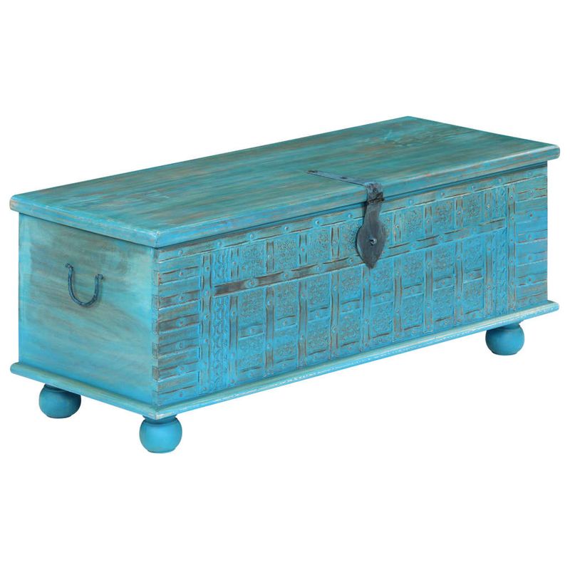 Casa si Gradina - Mobilier - Organizare si depozitare - Cufere si lazi - Cufar de depozitare, lemn masiv de mango, albastru 100x40x41 cm - Infinity.ro