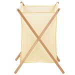 Market - Spalare si intretinere rufe - Uscatoare de rufe si accesorii - Cos de rufe, bej, lemn cedru si material textil, 42x41x64 cm - Infinity.ro