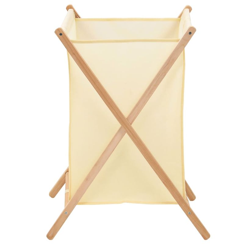 Market - Spalare si intretinere rufe - Uscatoare de rufe si accesorii - Cos de rufe, bej, lemn cedru si material textil, 42x41x64 cm - Infinity.ro