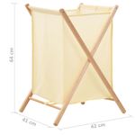 Market - Spalare si intretinere rufe - Uscatoare de rufe si accesorii - Cos de rufe, bej, lemn cedru si material textil, 42x41x64 cm - Infinity.ro